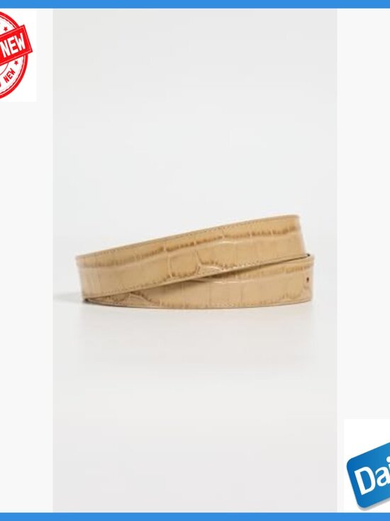 Medium Leather Belt with Silver Buckle, Croc Embossed Finish
